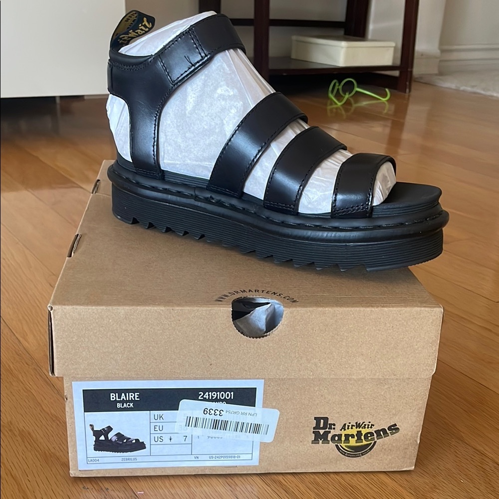 Nwt Dr. Martens Black Blaire Strappy Sandals